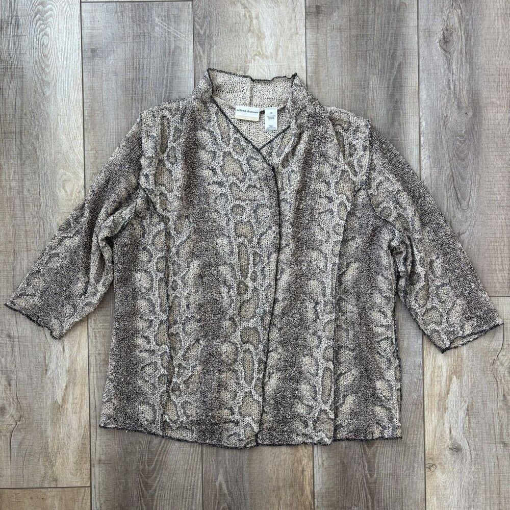 Alfred Dunner Womens Open Front Cardigan Size 1X Sparkle 3/4 Sleeves Lightweight - Picture 3 of 10